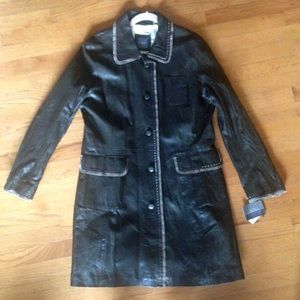 New Alexander Julian Brown Leather Coat L M $300